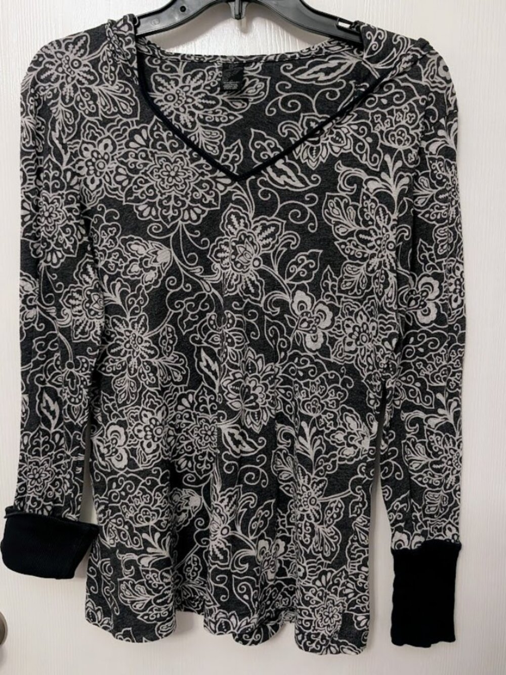 Prana L/S floral hoodie top Size L
